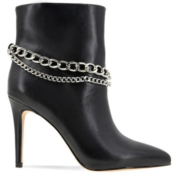 BCBG Hardia Chain Strap Biker Heel Booties Boots Chic and Trendy Size 10 - Picture 1 of 9